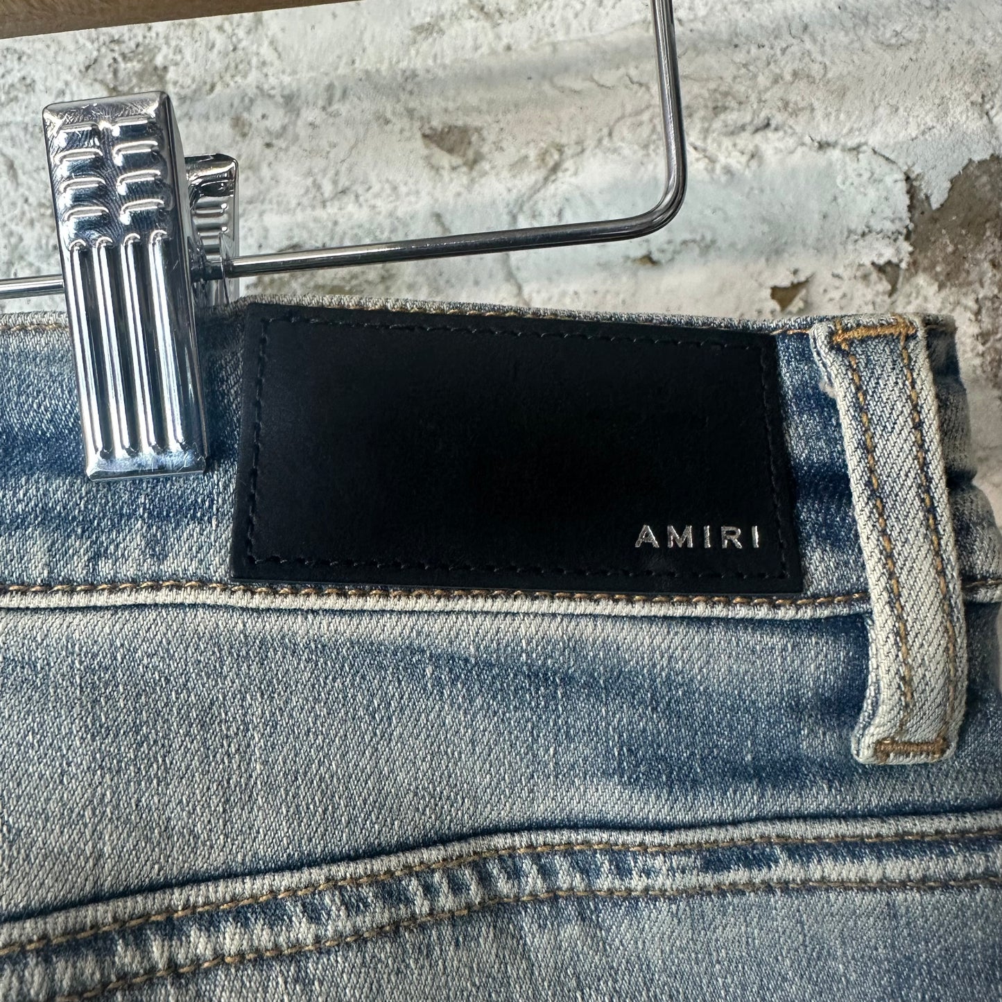 Amiri MX1 Multicolor Paisley Patches Blue Denim Jeans Sz 34