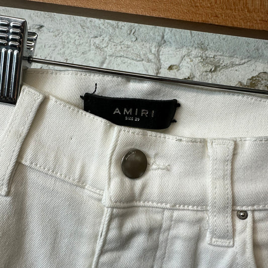 Amiri MX1 White Leather White Denim Jeans Sz 29
