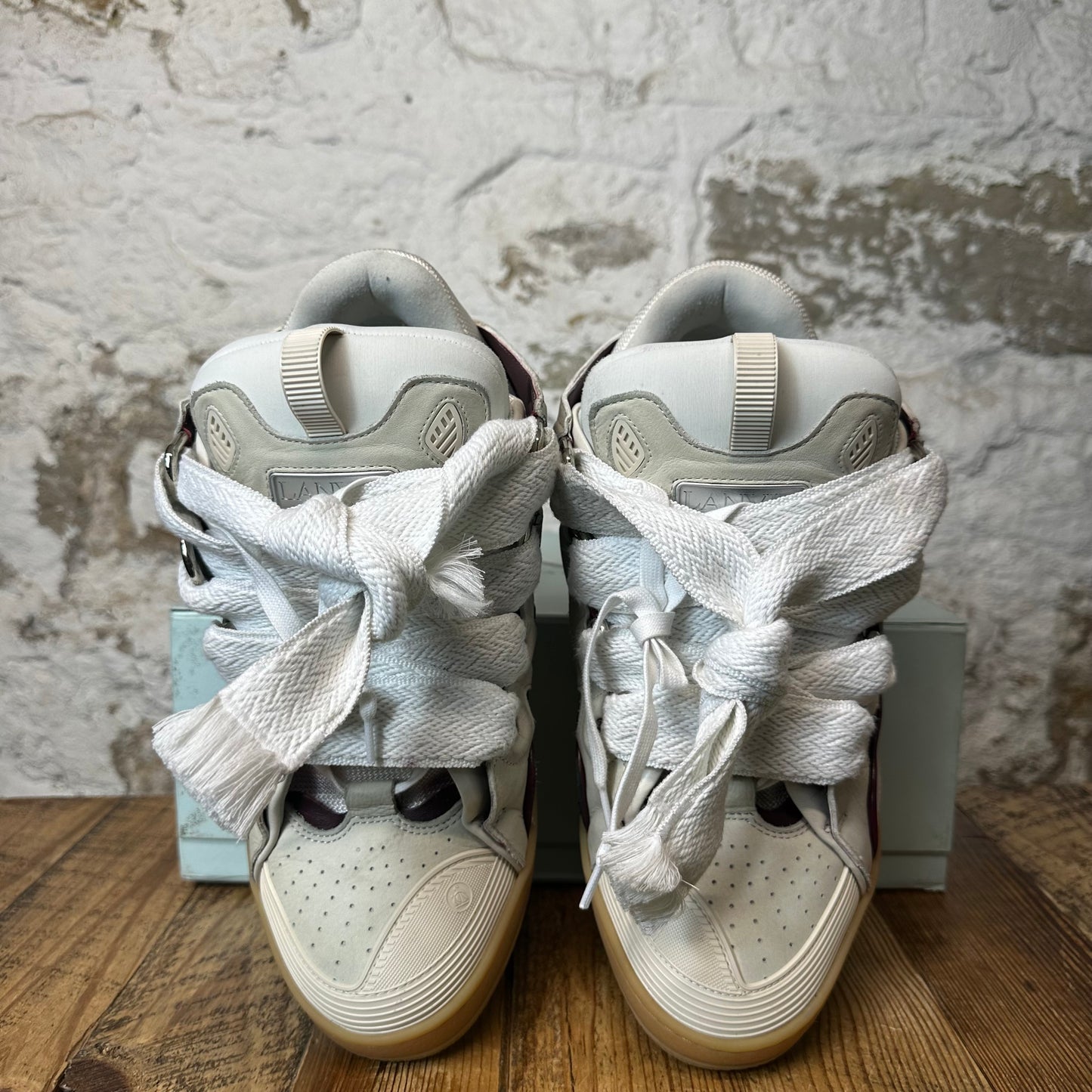 Lanvin Curb White Lace Maroon Grey Sneaker Sz 13 (46)