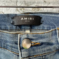 Amiri MX1 Brown Acid Patch Blue Denim Jeans Sz 33