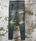 Amiri MX1 Neon Suede Grey Denim Jeans Sz 36