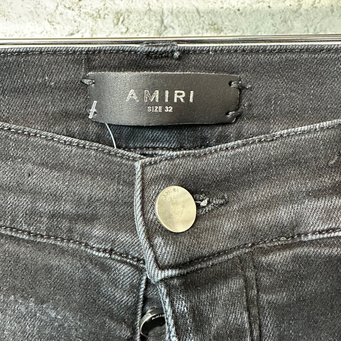 Amiri Distressed Faded Black Denim Jeans Sz 32
