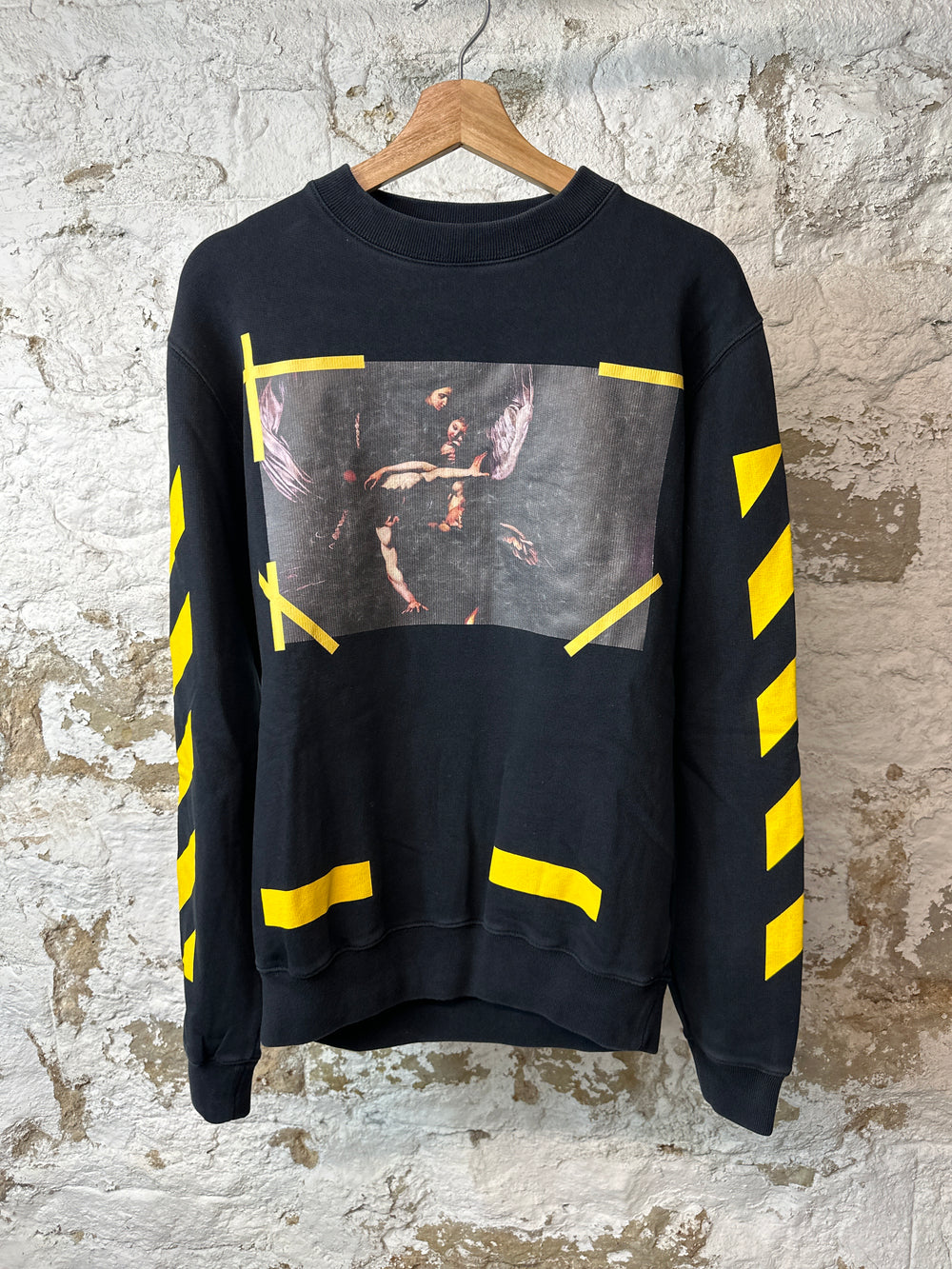 Off White Carvaggio Black Yellow Crewneck Sz XS