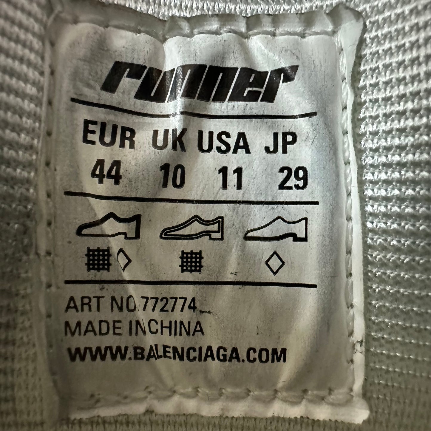 Balenciaga Runner White Black Sneaker Sz 11 (44)