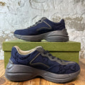 Gucci Rhyton Navy GG Monogram Grey Sneaker Sz 7.5