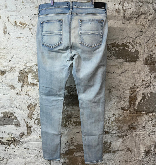 Amiri MX1 Camo Patch Light Blue Denim Jeans Sz 40