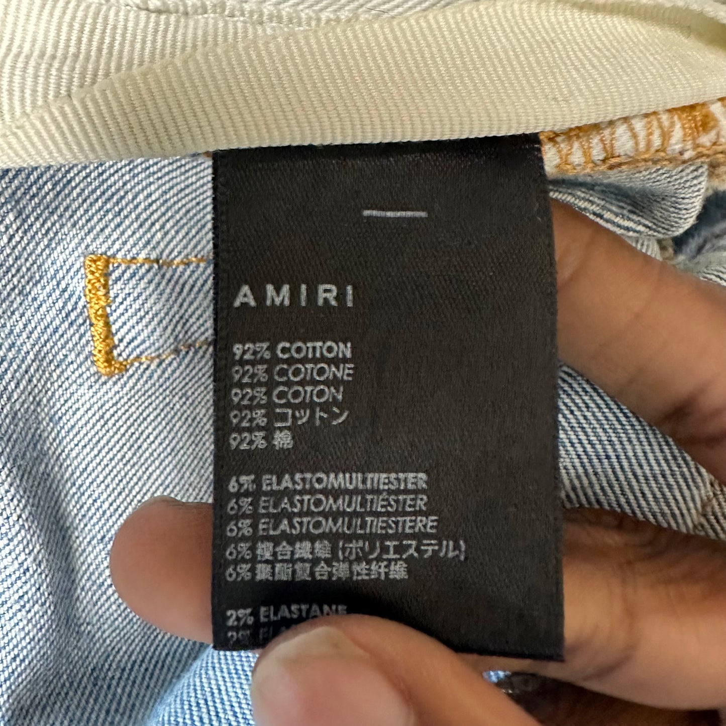 Amiri Paint Drip Spell Blue Denim Jeans Sz 31