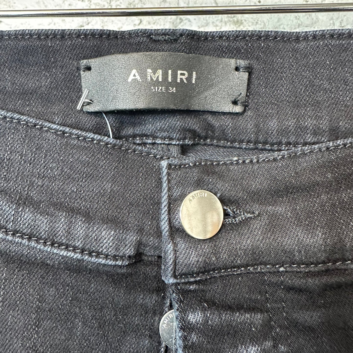 Amiri MX1 Cracked Pink Black Denim Jeans Sz 34