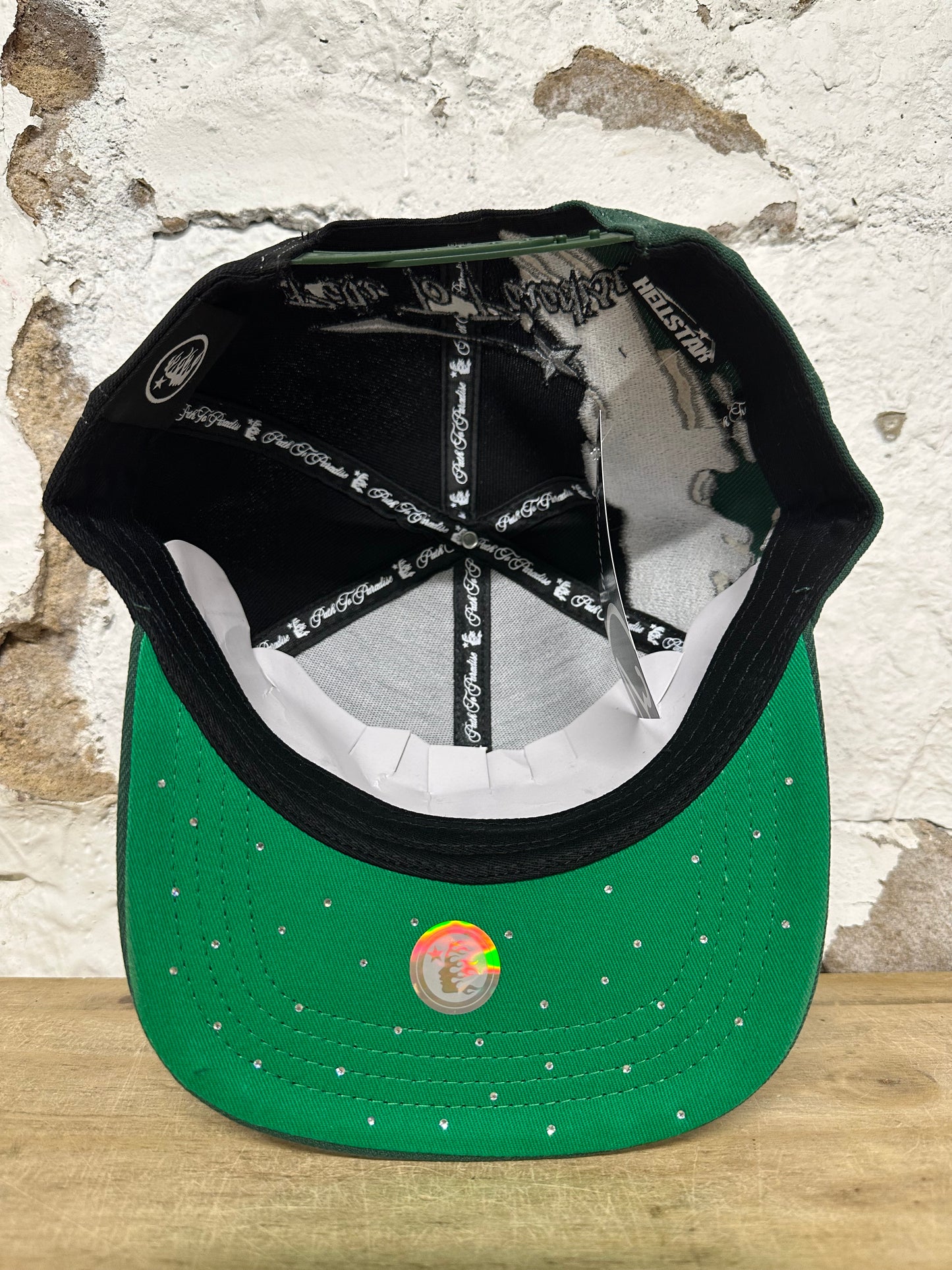 Hellstar Paintbrush Green Silver Black Snapback Hat DS