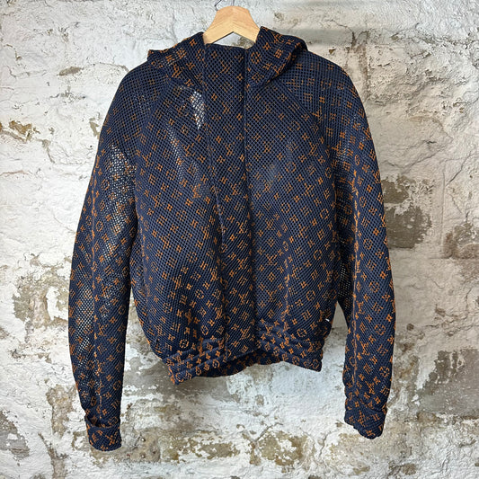 Louis Vuitton Navy Orange Mesh Bomber Jacket Sz L (50)