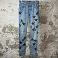 Amiri Black Paisley Star Blue Denim Jeans Sz 28