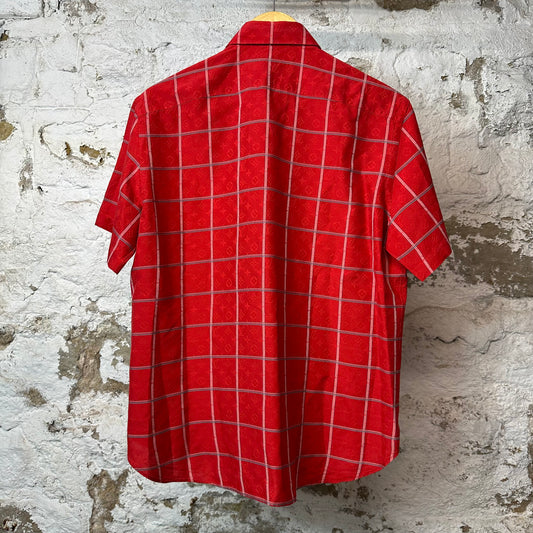 Louis Vuitton Red Monogram Plaid Button Up Shirt Sz L