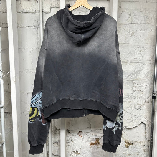 Vale Blasted Black Zip Up Hoodie Sz XL