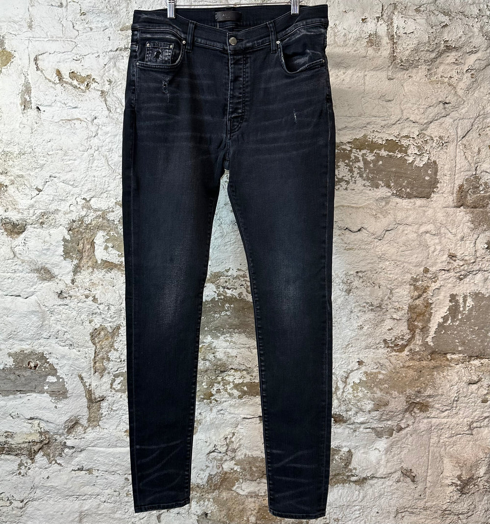 Amiri Plain Faded Black Denim Jeans Sz 36