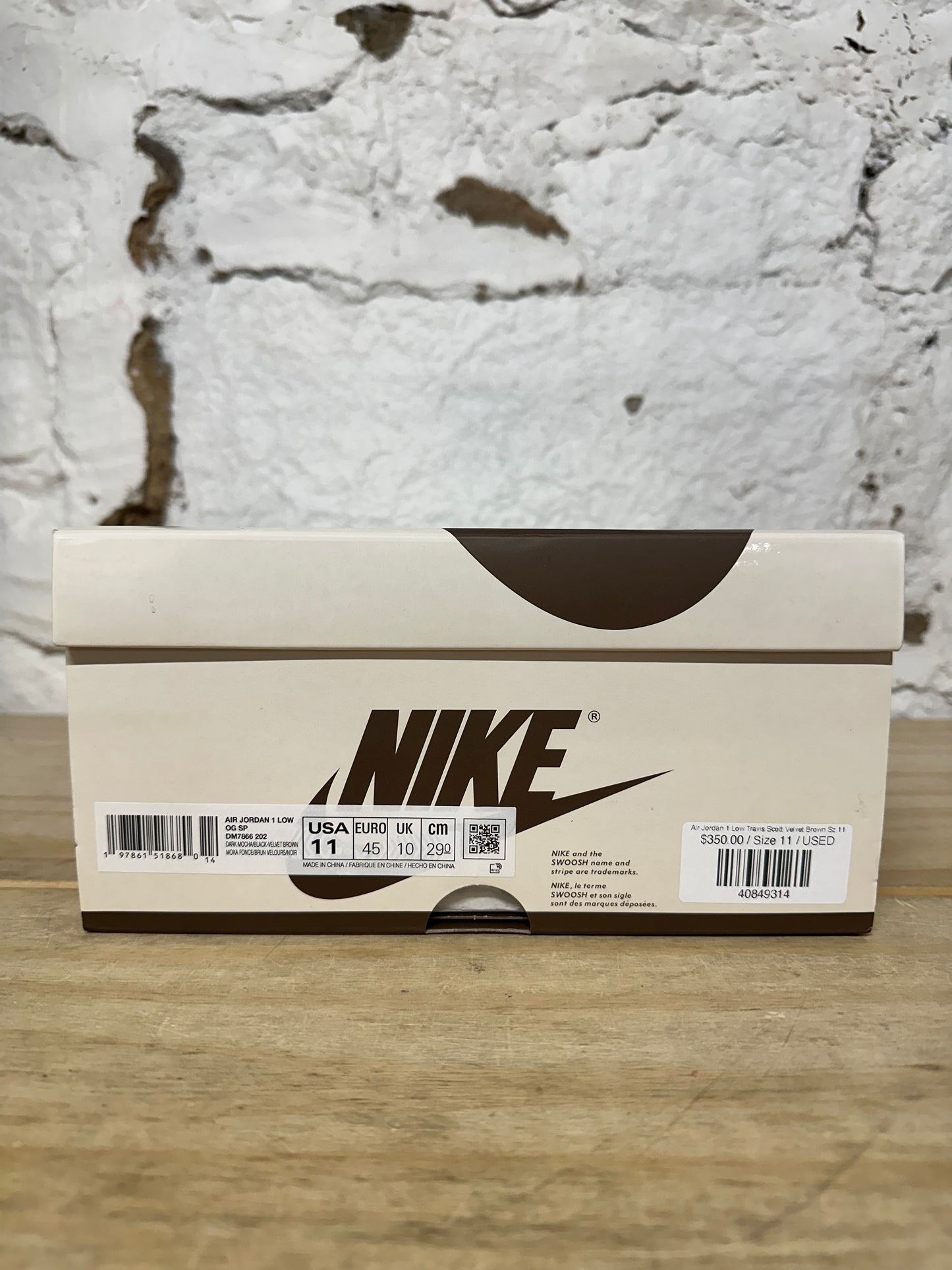 Air Jordan 1 Low Travis Scott Velvet Brown Sz 11