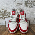Louis Vuitton Red White Monogram Trainer Sneaker Sz 10 (8.5LV) No Box