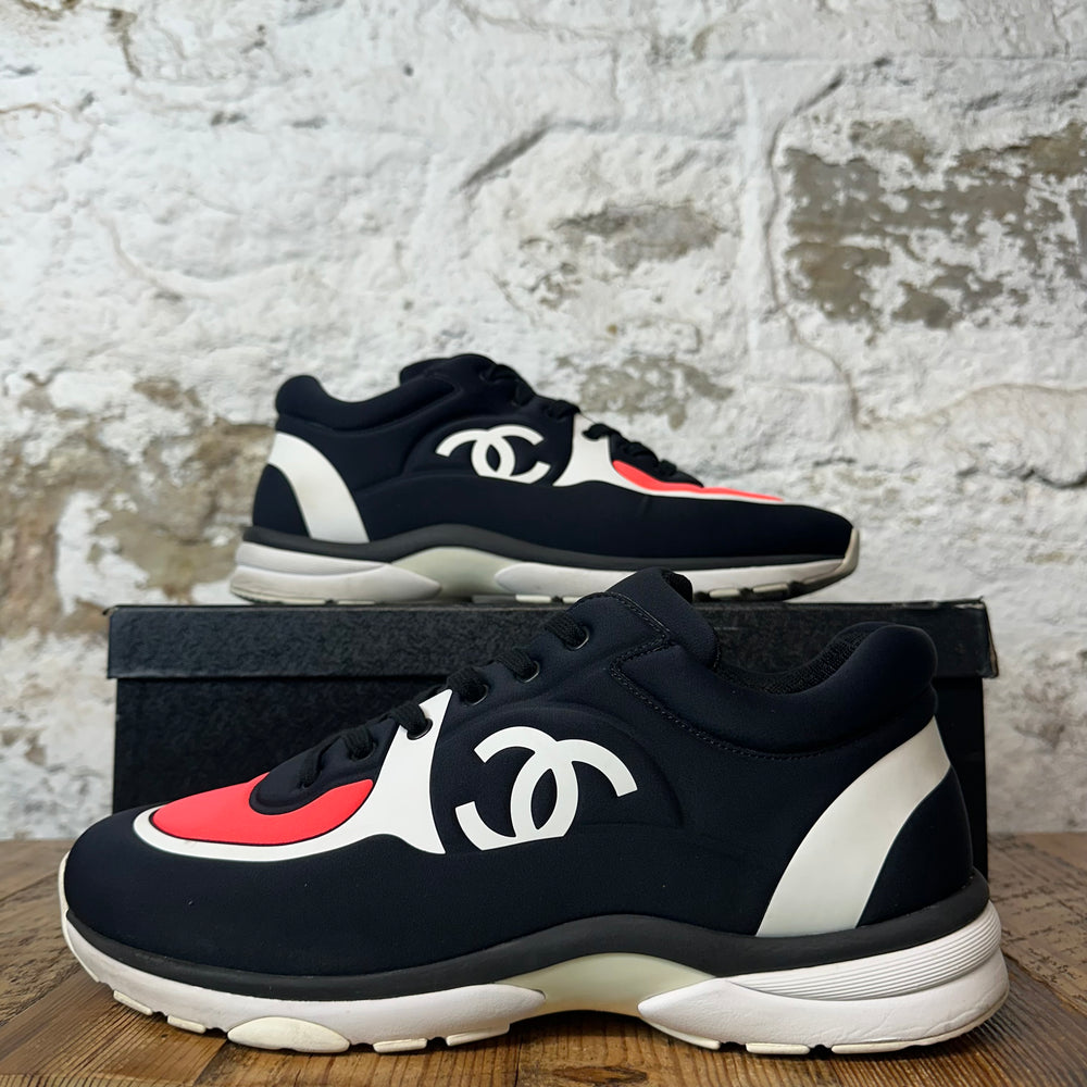 Chanel White CC Black Pink Nylon Sneaker Sz 12 (45)