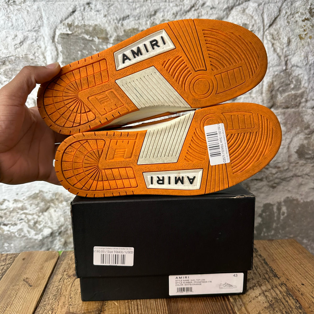 Amiri Orange Skeleton White Sneaker Sz 10 (43)