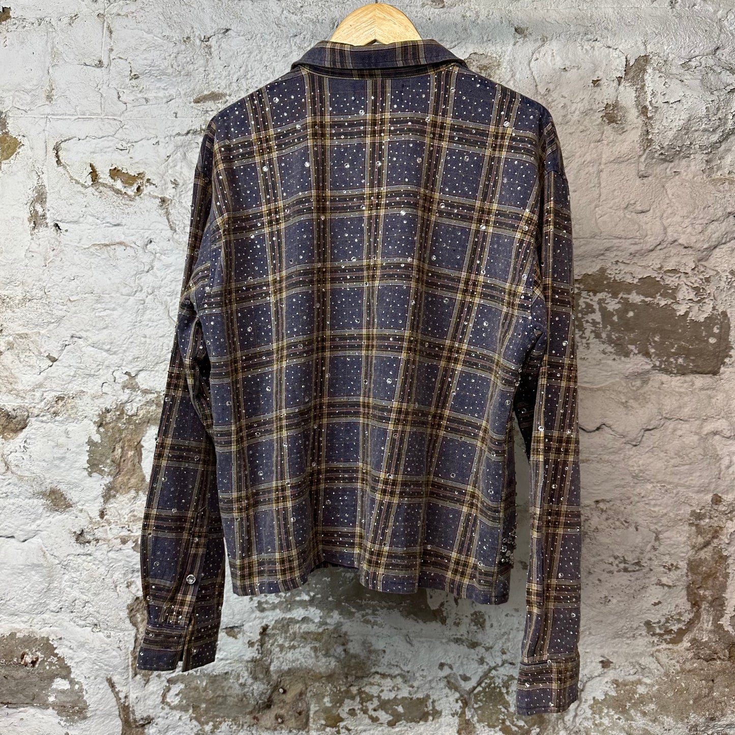 Vale Purple Plaid Rhinestone Button Up Flannel Sz M