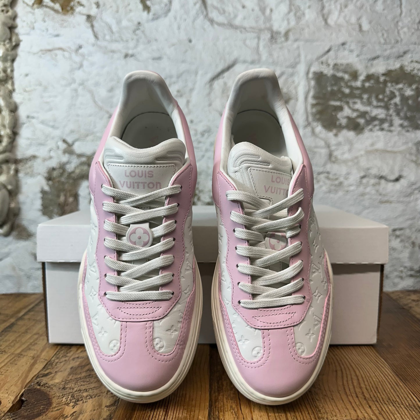 Louis Vuitton Groovy Platform White Pink Monogram Sneaker Sz 6 (38.5)