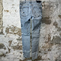 Amiri MX1 Denim Paint Splatter Blue Denim Jeans Sz 34