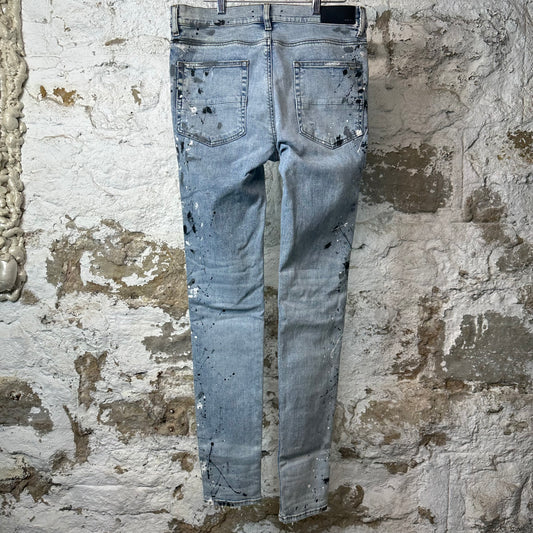 Amiri MX1 Denim Paint Splatter Blue Denim Jeans Sz 34