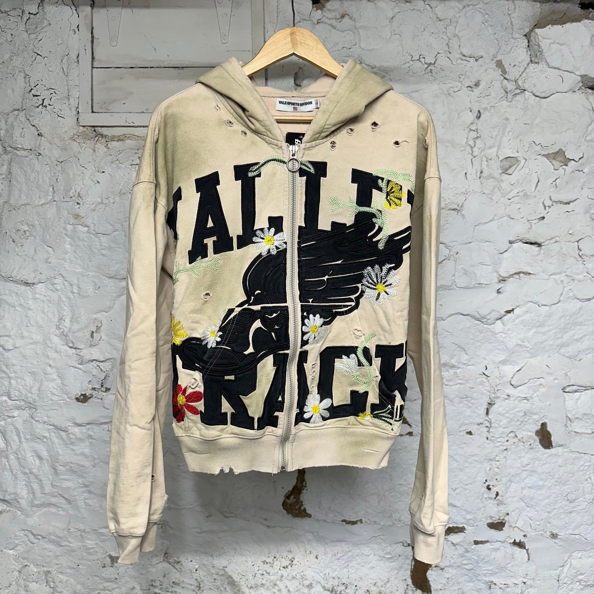 Vale Garden Beige Zip Up Hoodie Sz S