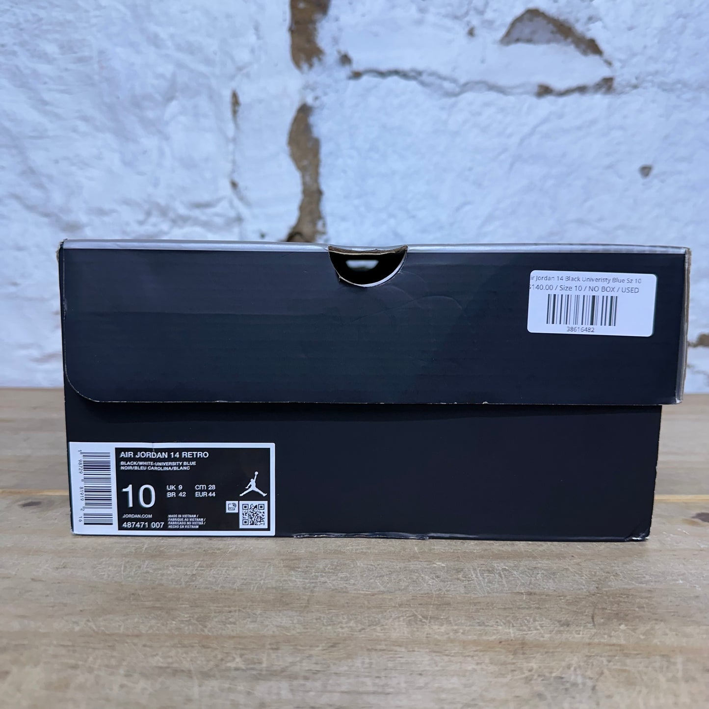Air Jordan 14 Black Univeristy Blue Sz 10
