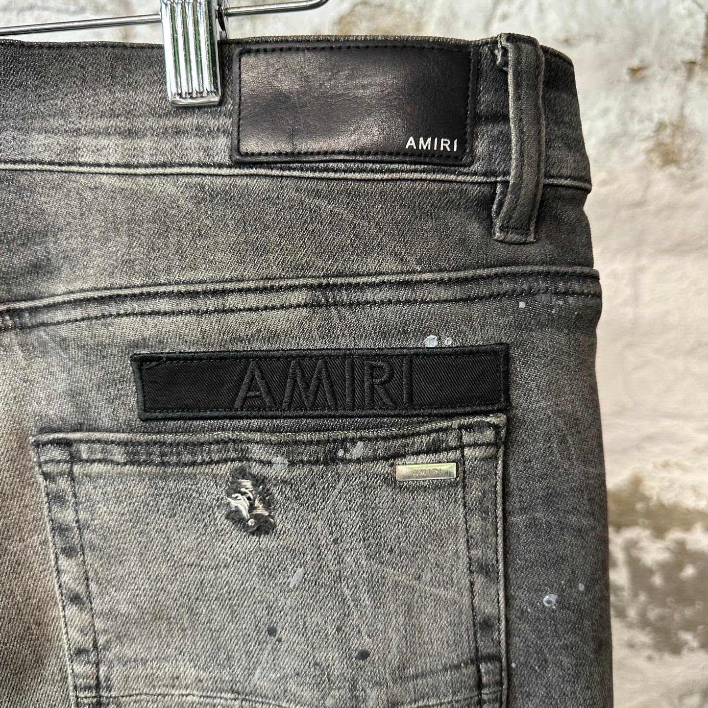 Amiri Air Force Patches Faded Black Denim Jeans Sz 36