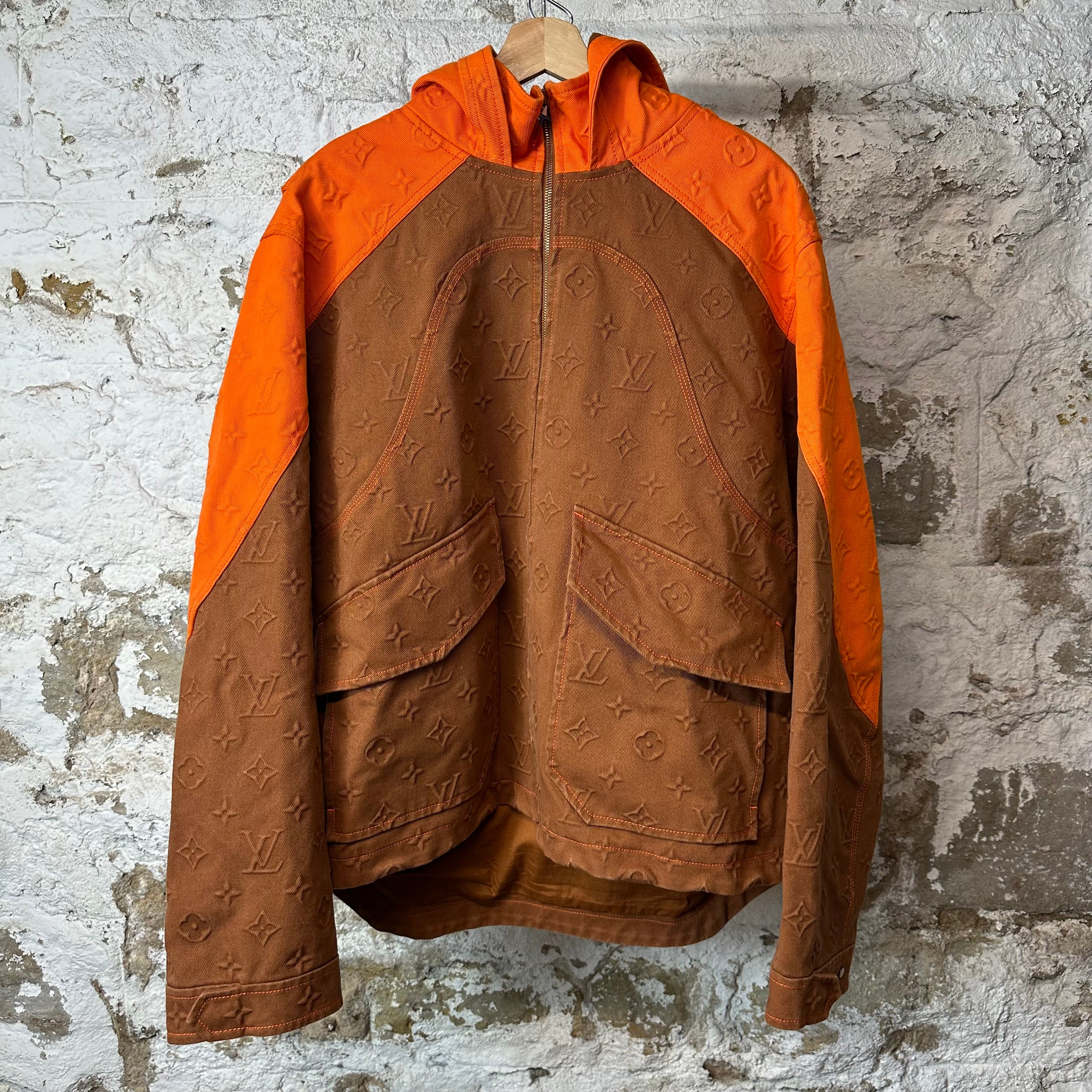 Louis Vuitton Brown Orange Monogram Carpenter Jacket Sz XXXL (56)
