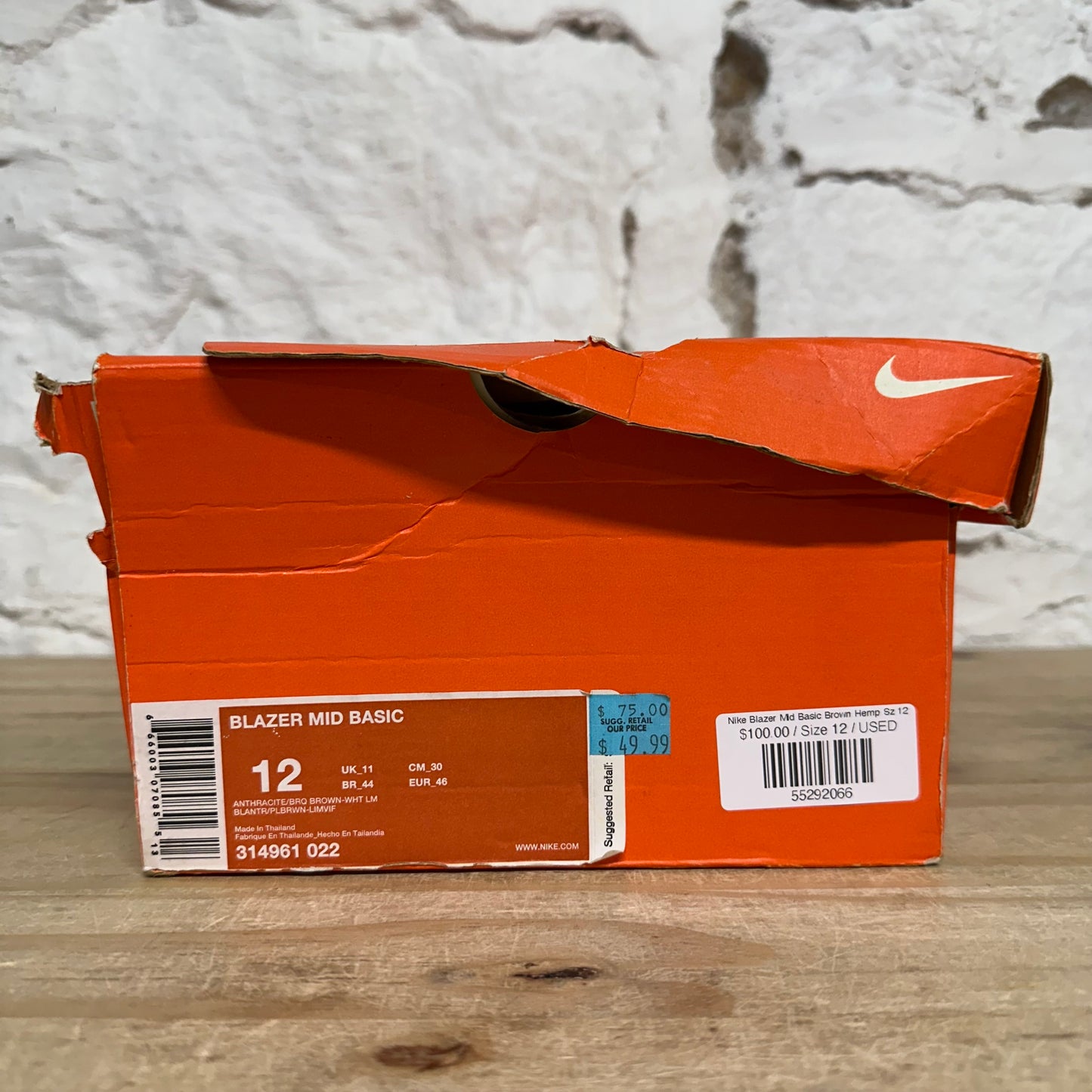 Nike Blazer Mid Basic Brown Hemp Sz 12