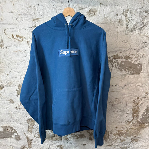 Supreme Blue Box Logo Hoodie Blue Sz L