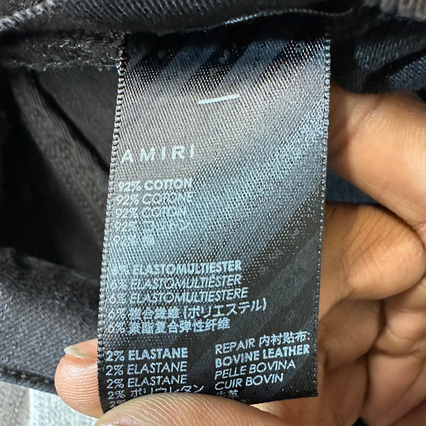 Amiri MX1 Camo Patch Black Denim Jeans Sz 32