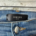 Amiri White Velour Stripe Blue Denim Jeans Sz 38
