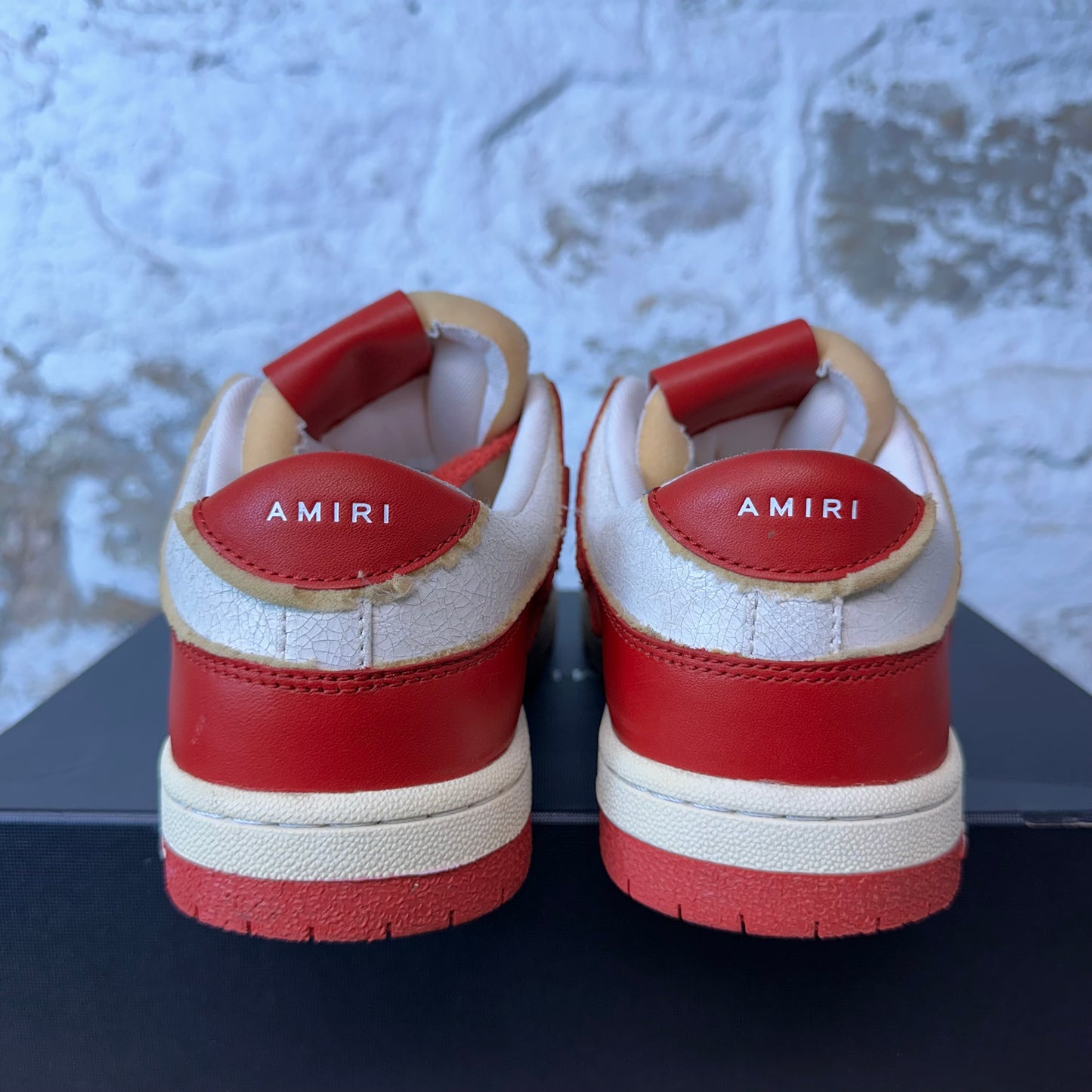 Amiri Red Skeleton White Cream Cracked Sneaker Sz 10 (43)