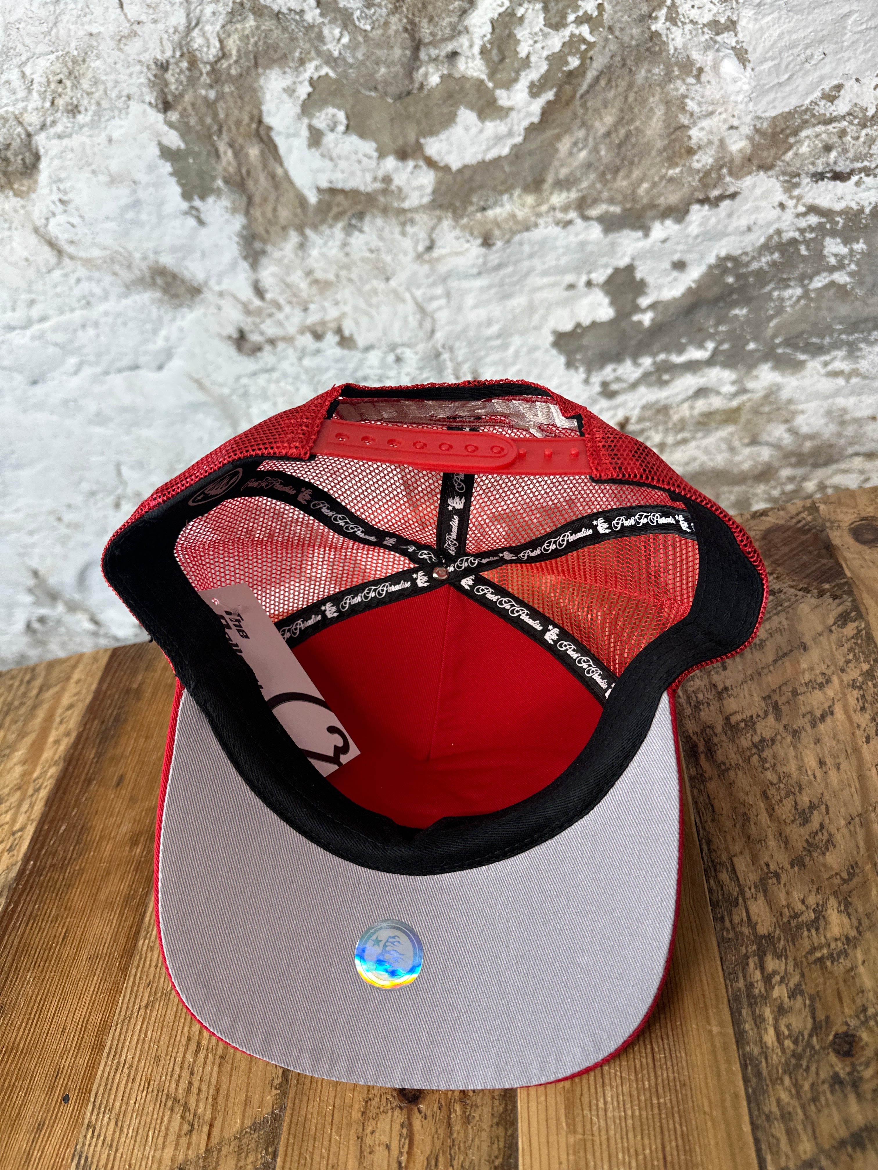 Hellstar White Logo Red Trucker Hat – The Gallery Online