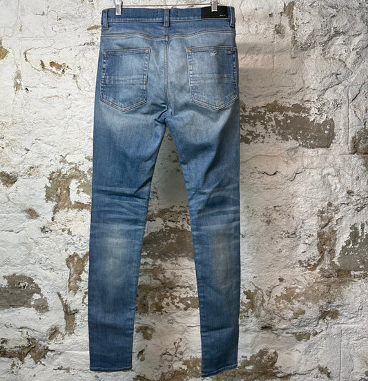 Amiri MX1 Blue Suede Blue Denim Jeans Sz 31