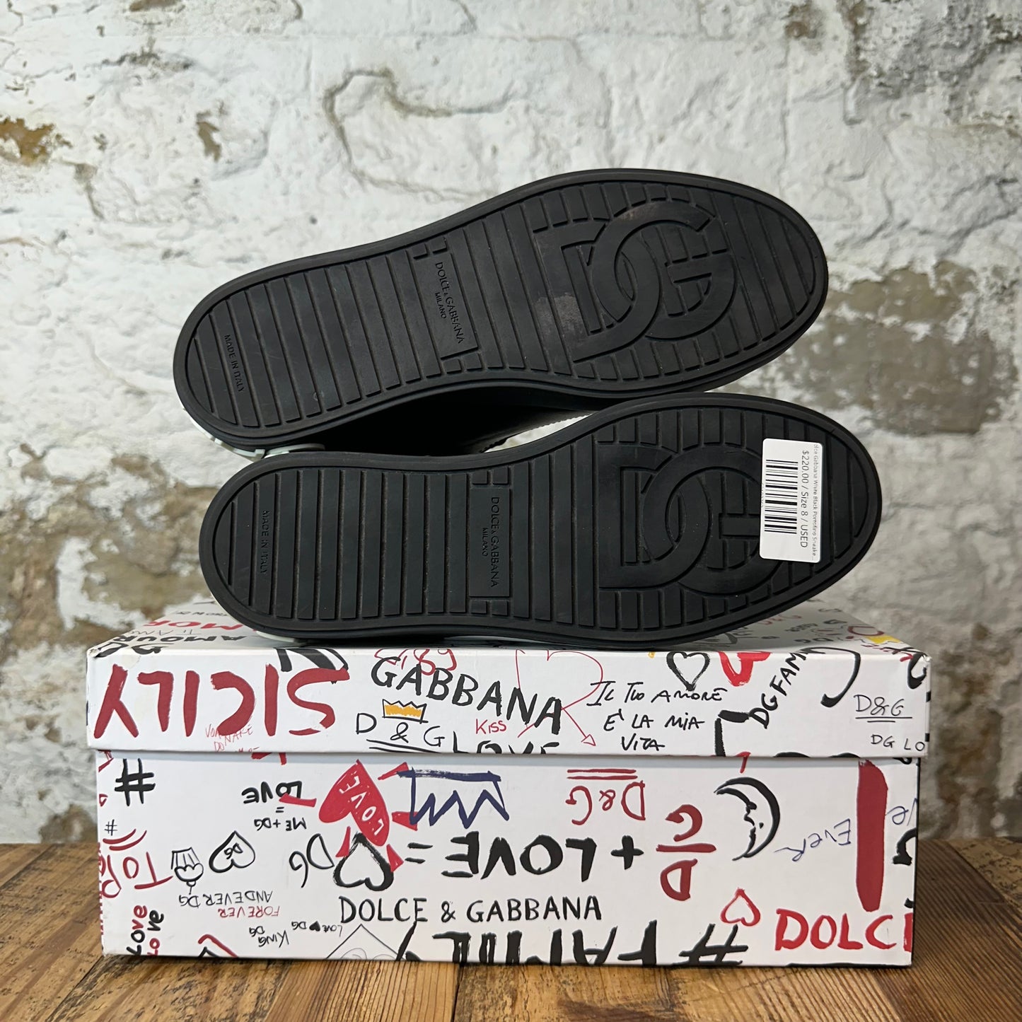 Dolce Gabbana White Black Portofino Sneaker Sz 8