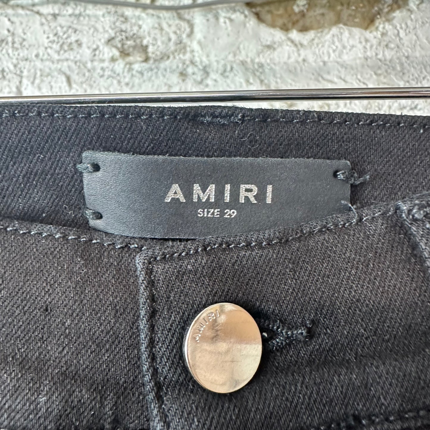 Amiri Knee Hole Plain Black Denim Jeans Sz 29