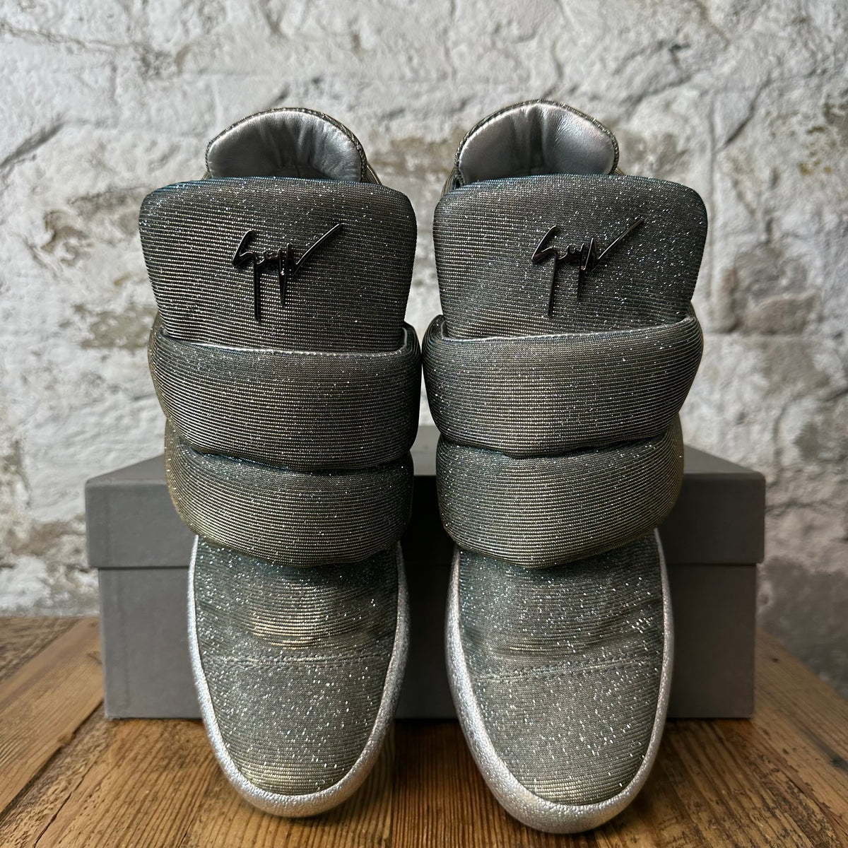 Giuseppe Zanotti High Kid Cudi Glitter Puffy Strap Sneaker Sz 8 (41)