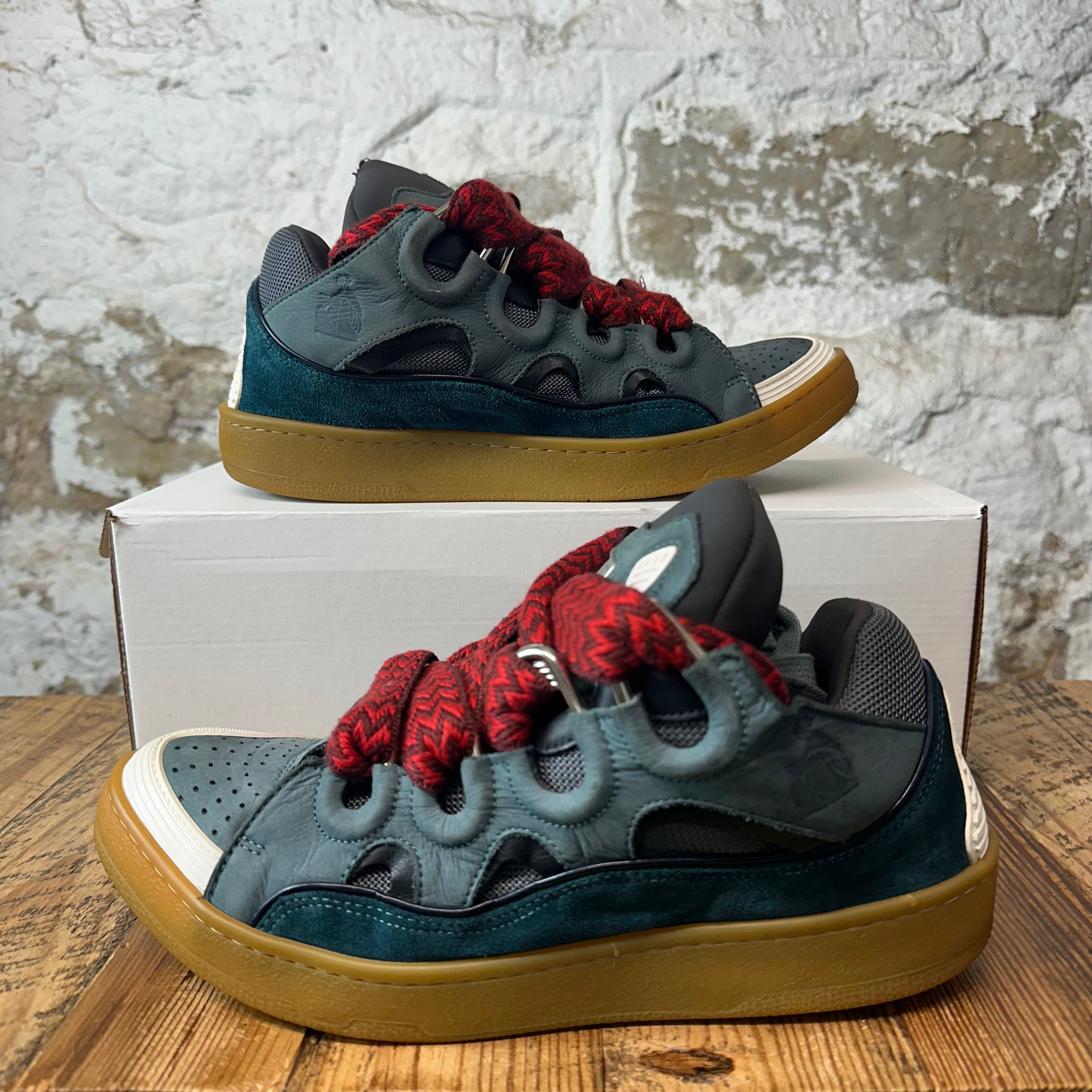 Lanvin Curb Red Lace Dark Blue Sneaker Sz 9 (42)