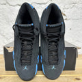 Air Jordan 14 Black Univeristy Blue Sz 10