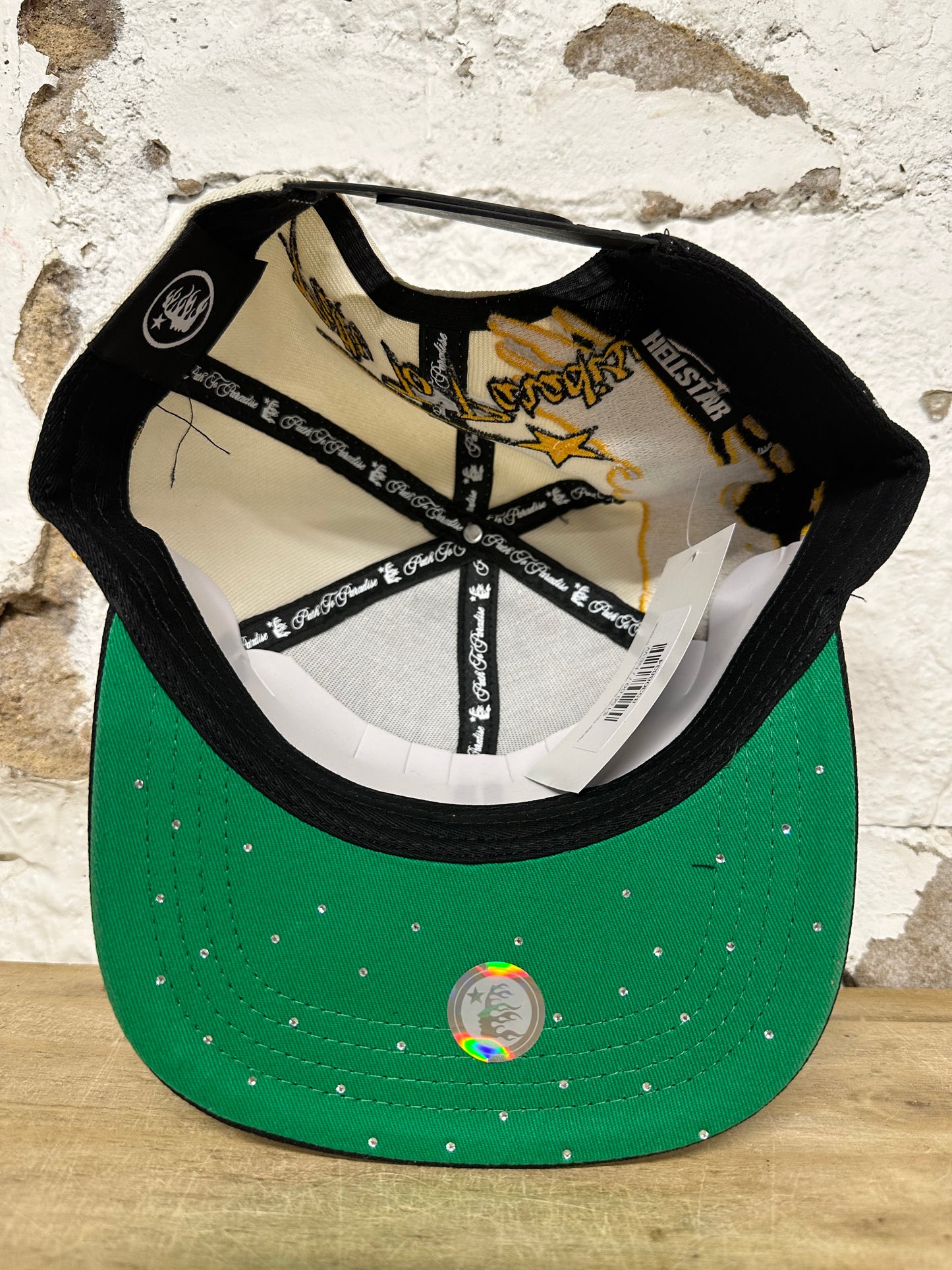 Hellstar Paintbrush Black Yellow Cream Snapback Hat DS