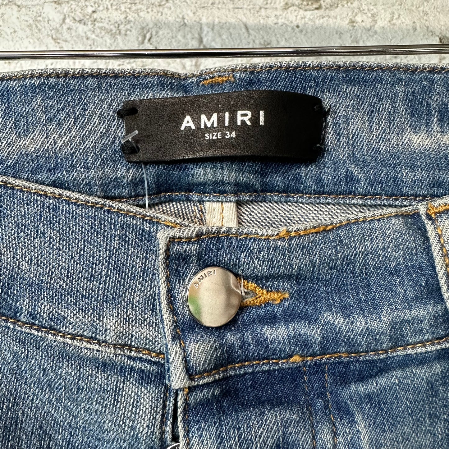 Amiri MX1 Multicolor Flannel Blue Denim Jeans Sz 34