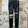Amiri MX1 Grey Art Patch Black Denim Jeans Sz 38