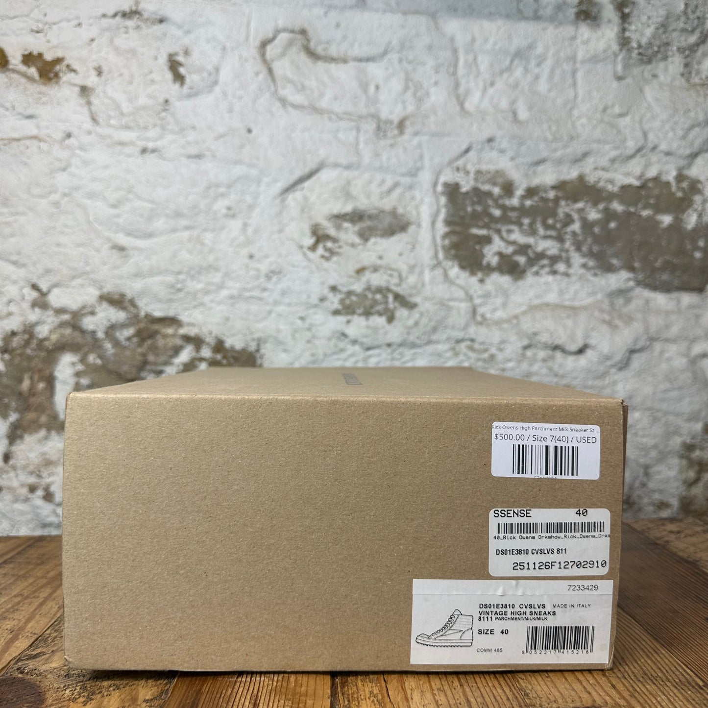 Rick Owens High Parchment Milk Sneaker Sz 7 (40)