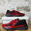 Prada Americas Cup Red Patent Black Sneaker Sz 7.5