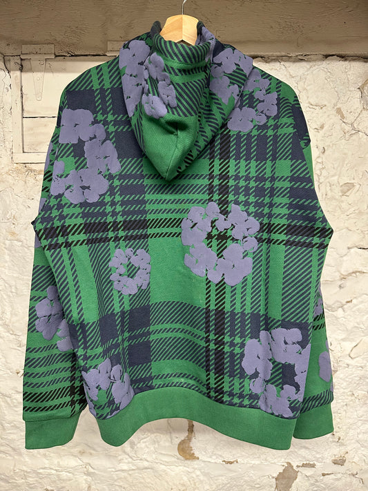 Denim Tears Green Plaid Zip Up Hoodie Sz S