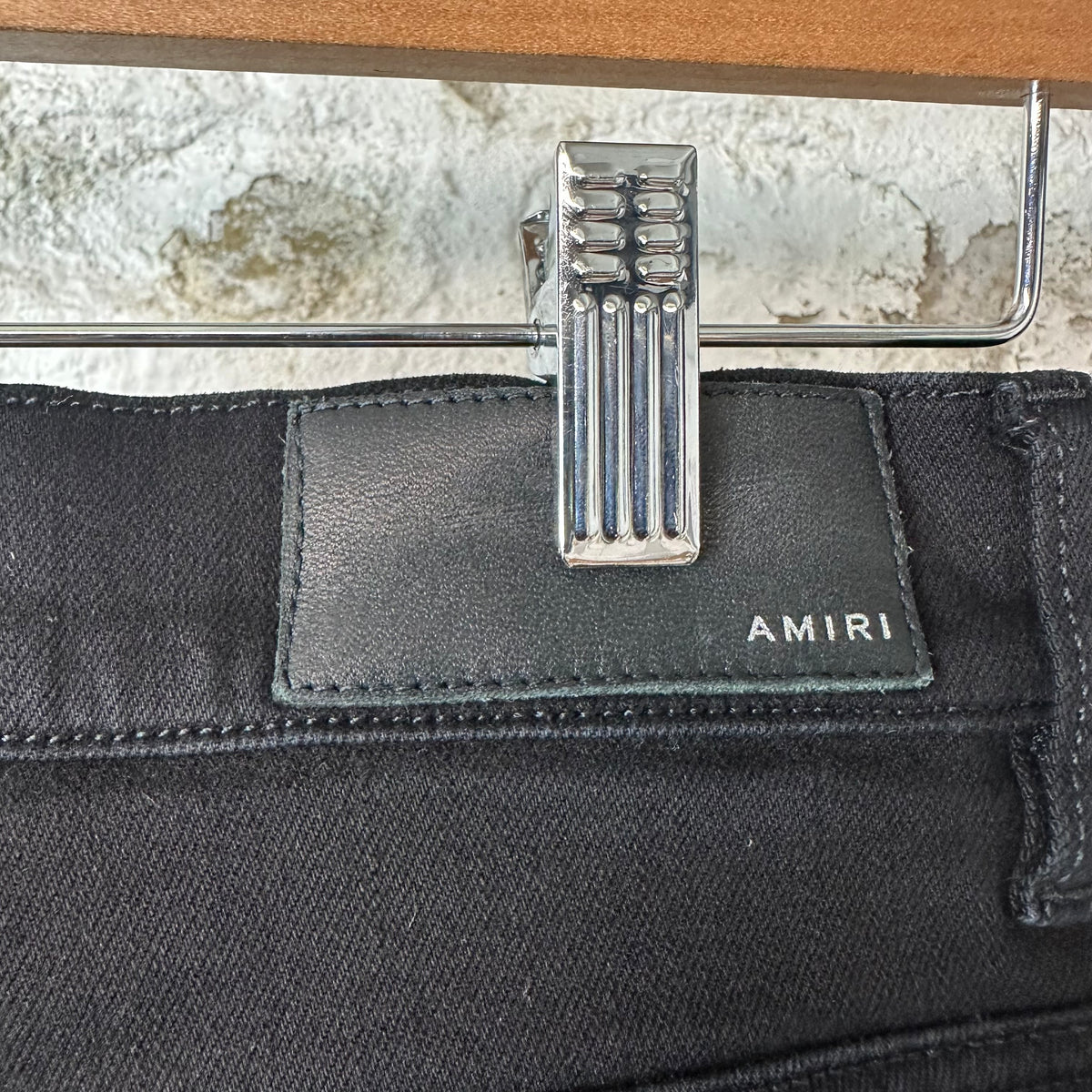 Amiri Black Suede Core Logo Black Denim Jeans Sz 31