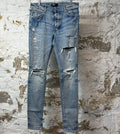 Amiri Distressed Side Spell Blue Denim Jeans Sz 33